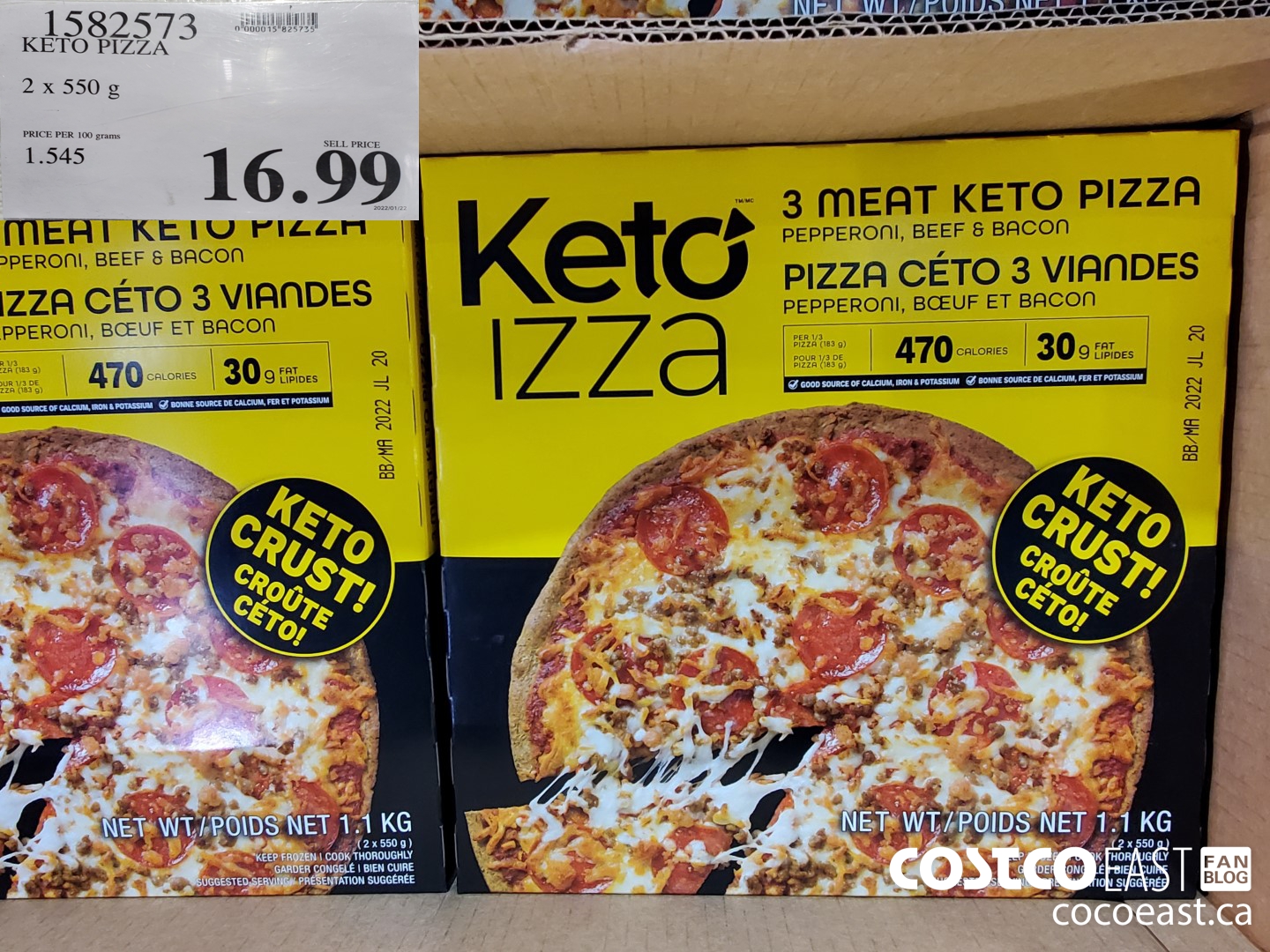 1582573 KETO PIZZA 2% 550 2 $16.99