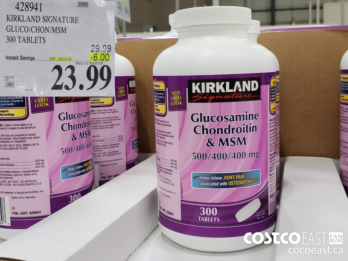 428941 KIRKLAND SIGNATURE GLUCO/CHON/MSM 300 TABLETS ($6.00 INSTANT SAVINGS EXPIRES ON 2022-01-30) $23.99
