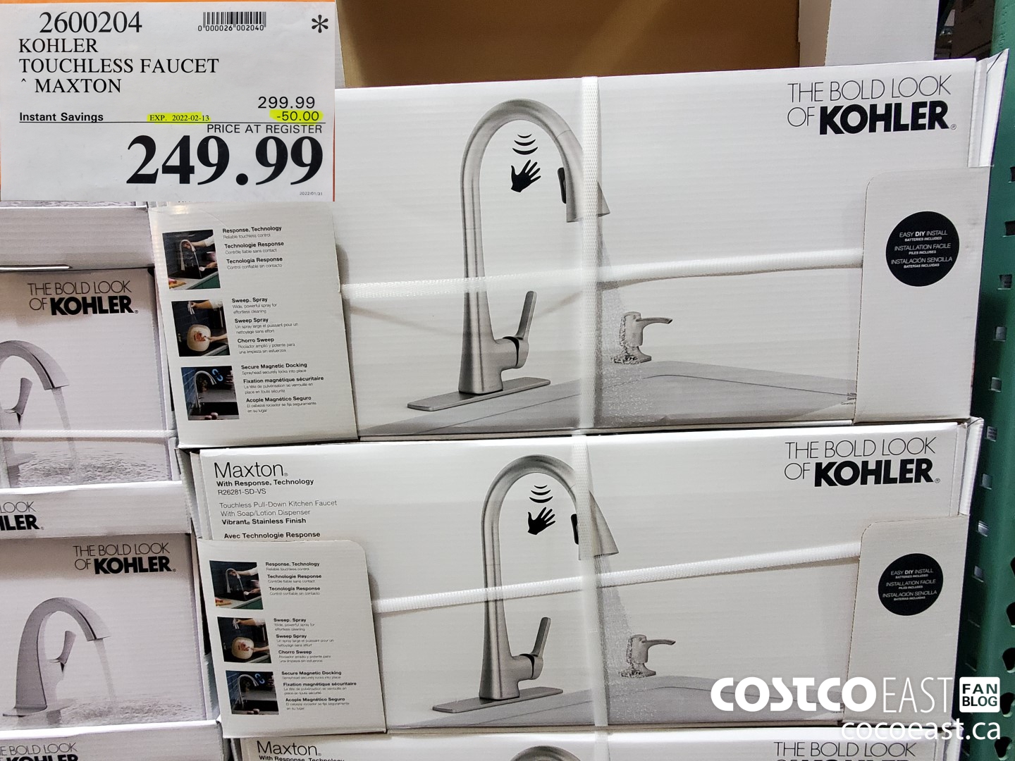 2600204 KOHLER TOUCHLESS FAUCET MAXTON ($50.00 INSTANT SAVINGS EXPIRES ON 2022-02-13) $249.99