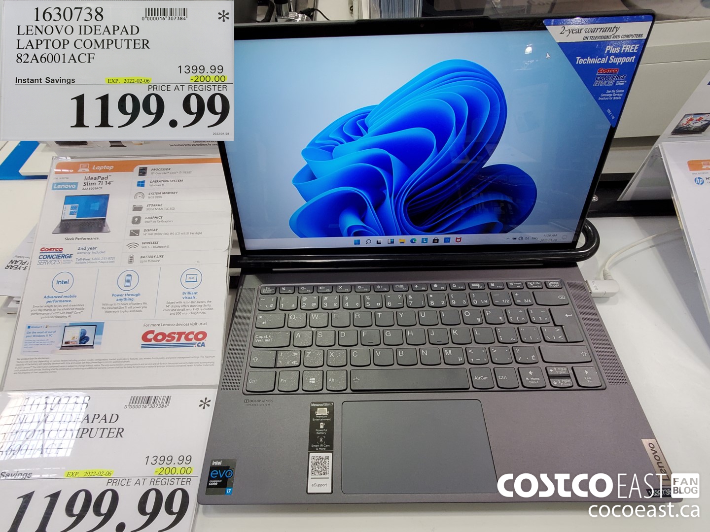 1630738 LENOVO IDEAPAD LAPTOP COMPUTER 82A6001ACF ($200.00 INSTANT SAVINGS EXPIRES ON 2022-02-06) $1199.99