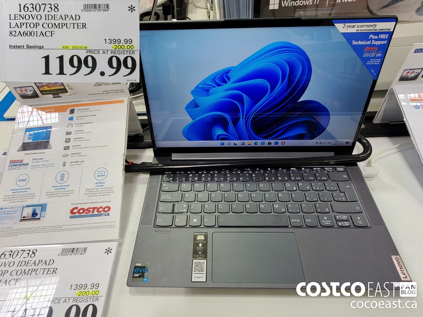 1630738 LENOVO IDEAPAD LAPTOP COMPUTER 82A6001ACF ($200.00 INSTANT SAVINGS EXPIRES ON 2022-02-06) $1199.99