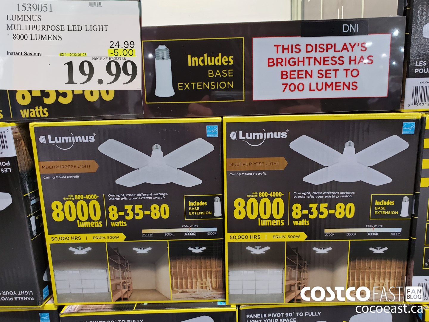 1539051 LUMINUS MULTIPURPOSE LED LIGHT 8000 LUMENS ($5.00 INSTANT SAVINGS EXPIRES ON 2022-01-25) $19.99