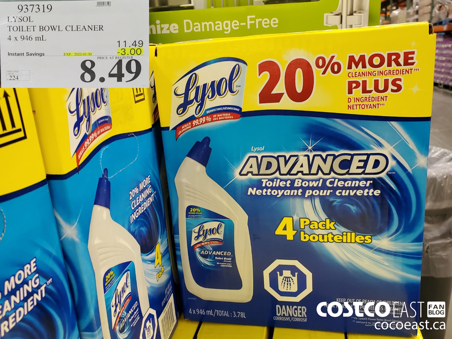 937319 LYSOL NETTOYANT A CUVETTE 4 X 946 ML ($3.00 INSTANT SAVINGS EXPIRES ON 2022-01-30) $8.49