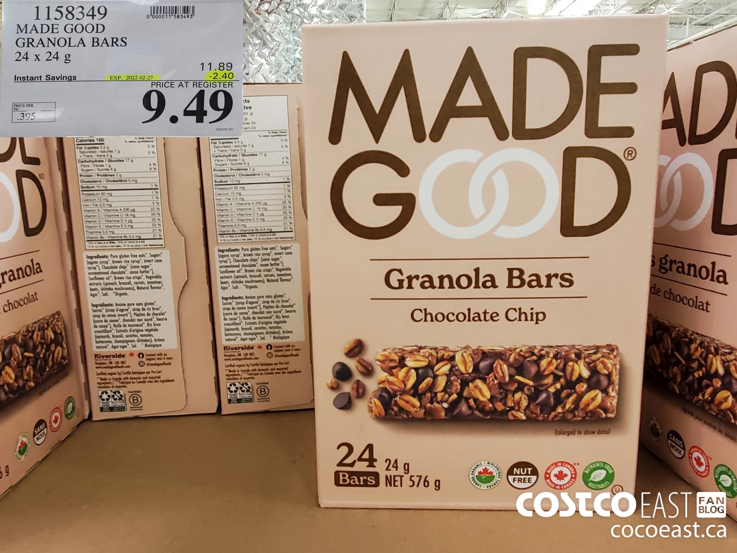 1158349 MADE GOOD GRANOLA BARS 24 X 24G ($2.40 INSTANT SAVINGS EXPIRES ON 2022-02-27) $9.49