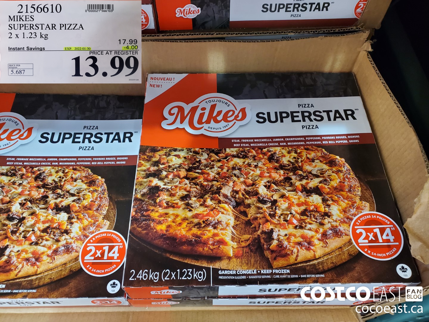2156610 MIKES SUPERSTAR PIZZA 2 X 1.23 KG ($4.00 INSTANT SAVINGS EXPIRES ON 2022-01-30) $13.99