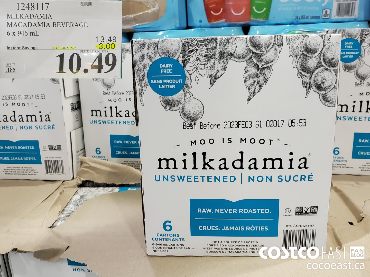 1248117 MILKADAMIA MACADAMIA BEVERAGE 6 x 946 mL ($3.00 INSTANT SAVINGS EXPIRES ON 2022-02-27) $10.49