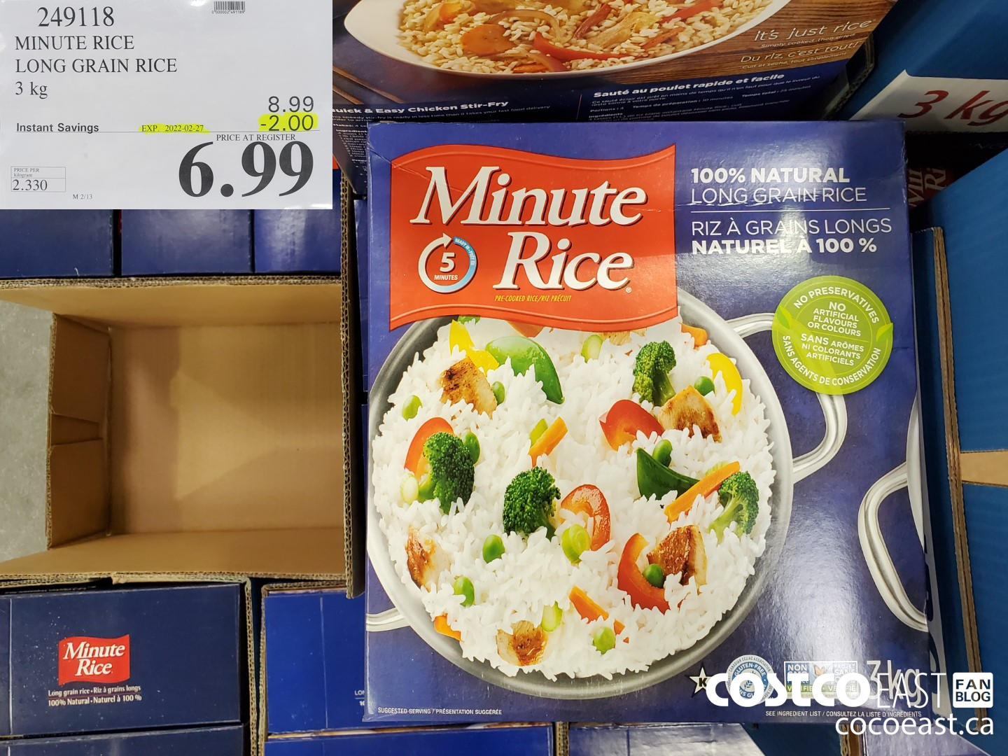 249118 MINUTE RICE RIZ A GRAINS LONGS 3 KG ($2.00 INSTANT SAVINGS EXPIRES ON 2022-02-07) $6.99