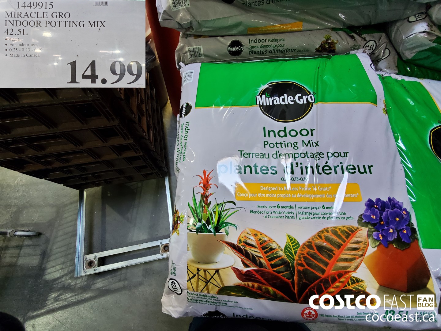 1449915 MIRACLE-GRO INDOOR POTTING MIX 42.5 L $14.99