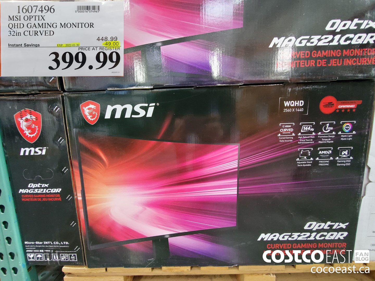 1607496 MSI OPTIX QHD GAMING MONITOR 32in CURVED ($49.00 INSTANT SAVINGS EXPIRES ON 2022-01-30) $399.99