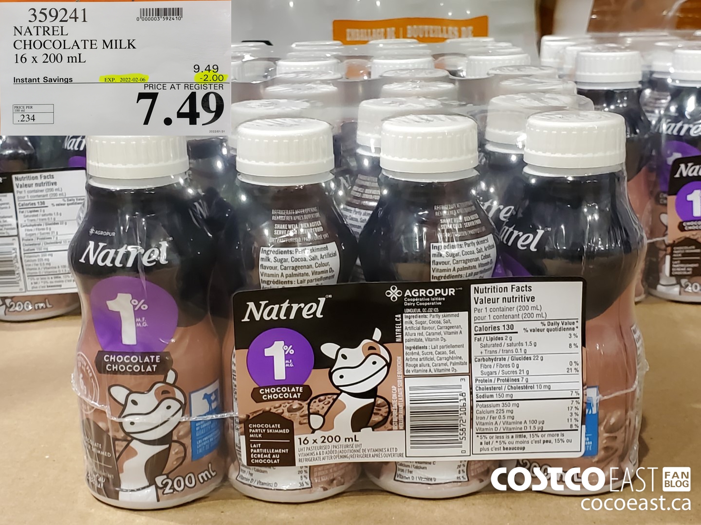 359241 NATREL CHOCOLATE MILK 16 x 200 mL ($2.00 INSTANT SAVINGS EXPIRES ON 2022-02-06) $7.49