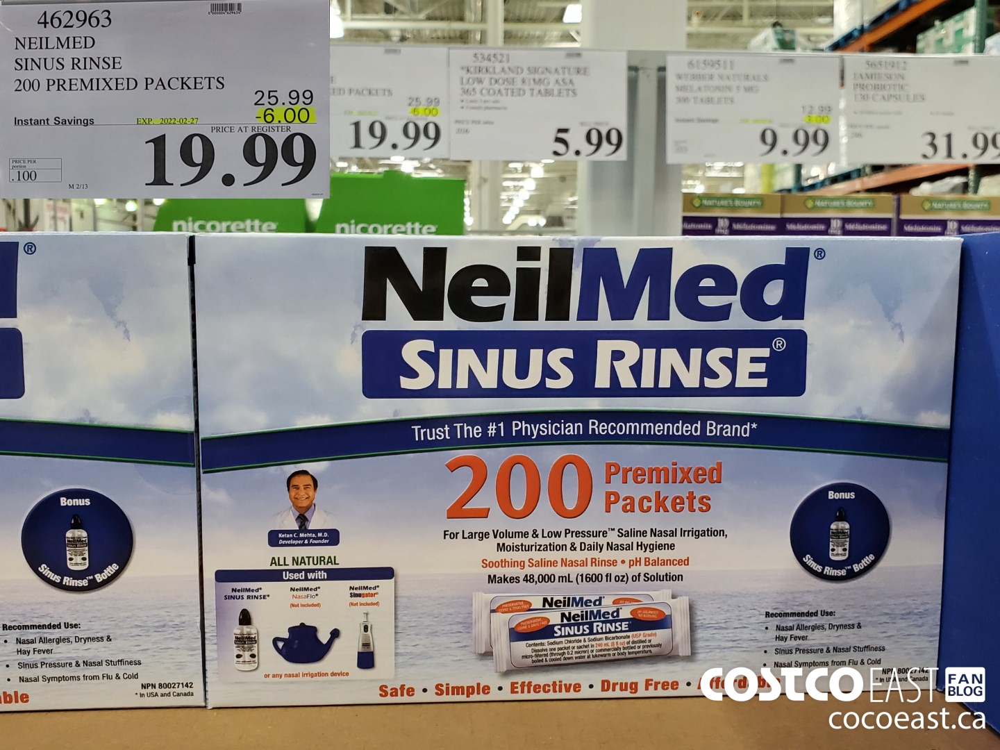 462963 NEILMED SINUS RINSE 200 PREMIXED PACKETS ($6.00 INSTANT SAVINGS EXPIRES ON 2022-02-27) $19.99