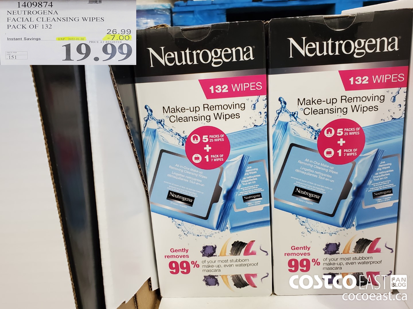 1409874 NEUTROGENA FACIAL CLEANSING WIPES PACK OF 132 ($7.00 INSTANT SAVINGS EXPIRES ON 2022-01-30) $19.99