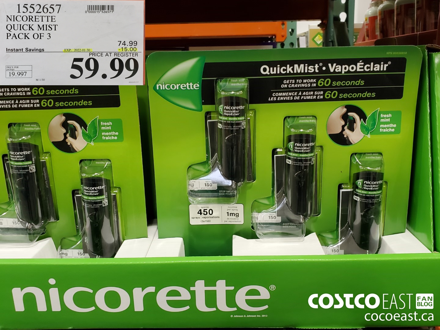 1552657 NICORETTE QUICK MIST PACK OF 3 ($15.00 INSTANT SAVINGS EXPIRES ON 2022-01-30) $59.99