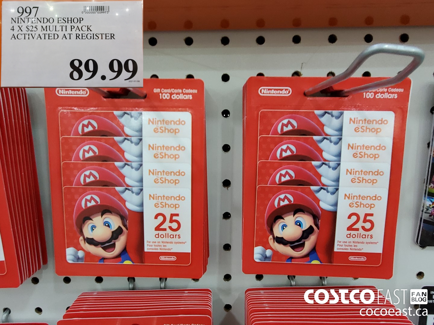 997 NINTENDO ESHOP 4X $25 MULTI PACK ACTIVATED AT REGISTER $89.99