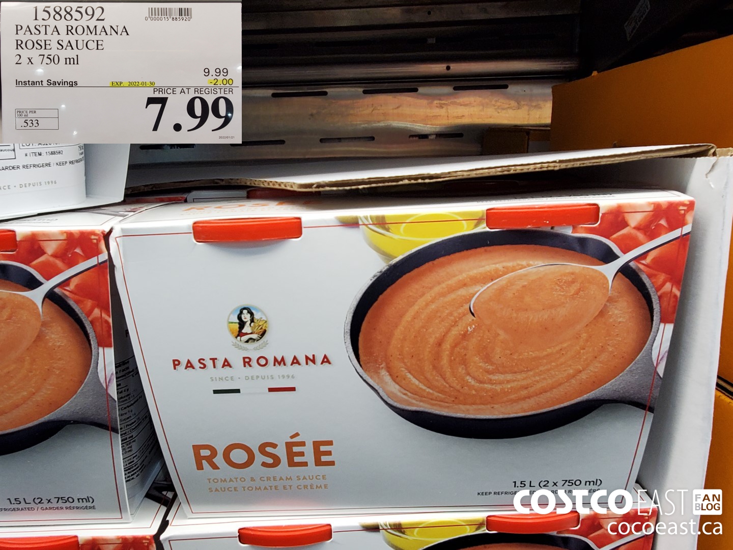 1588592 PASTA ROMANA ROSE SAUCE 2 x 750 ml ($2.00 INSTANT SAVINGS EXPIRES ON 2022-01-30) $7.99