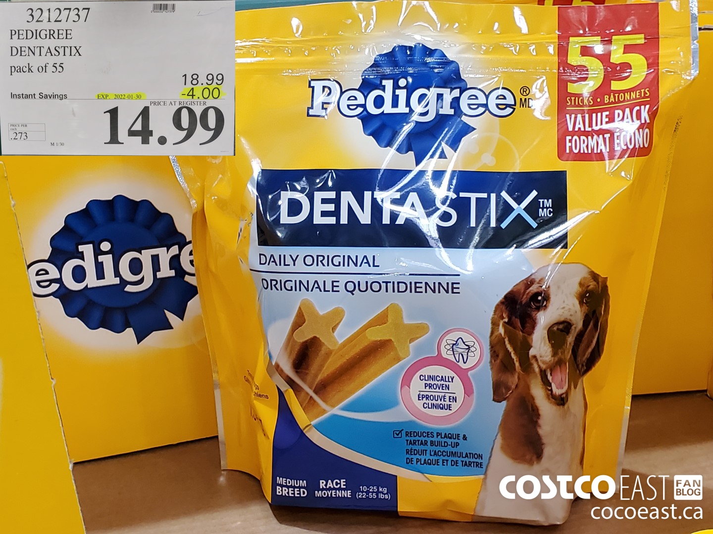 3212737 PEDIGREE DENTASTIX pack of 55 ($4.00 INSTANT SAVINGS EXPIRES ON 2022-01-30) $14.99