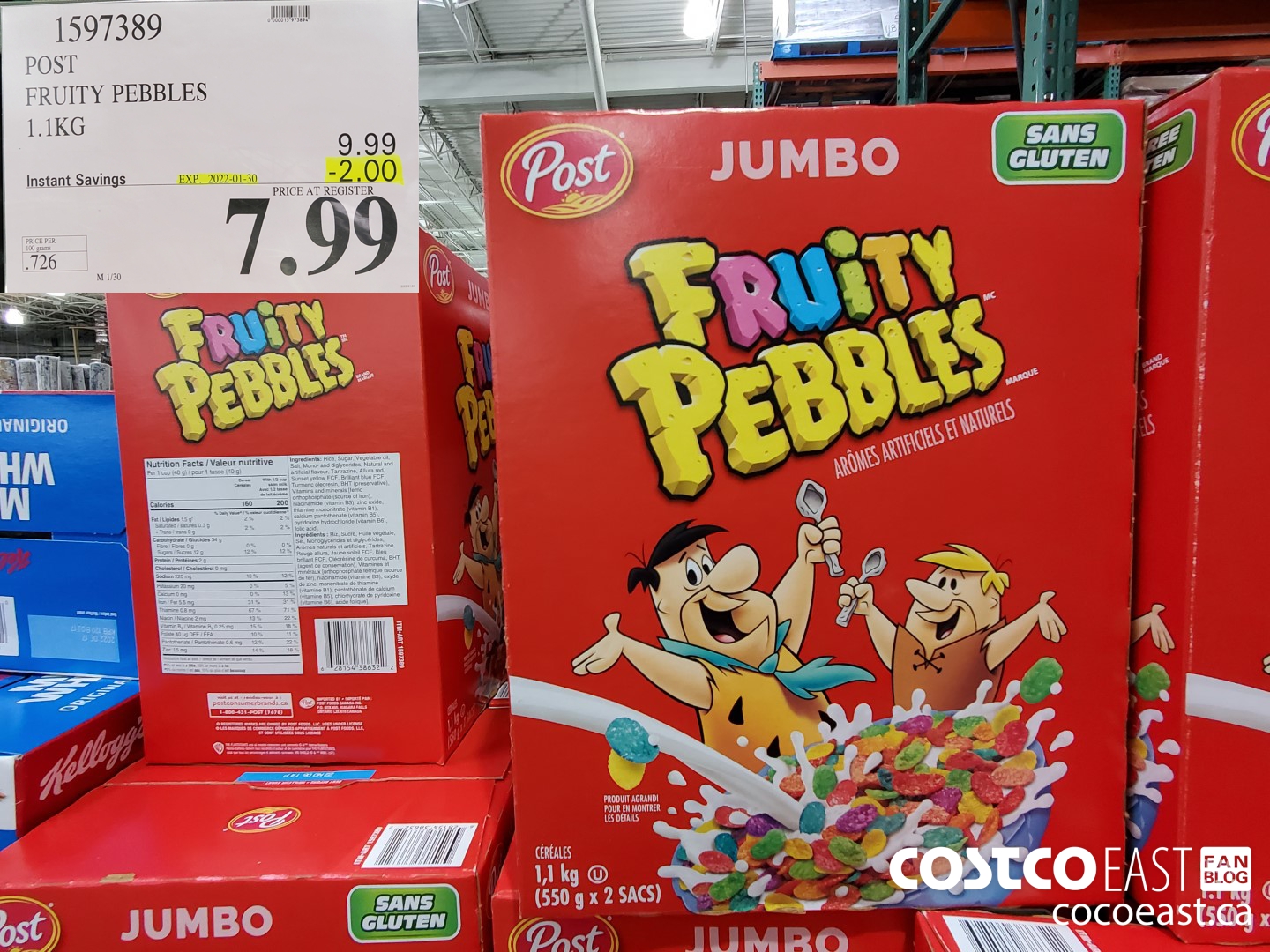 1597389 POST FRUITY PEBBLES 1.1KG ($2.00 INSTANT SAVINGS EXPIRES ON 2022-01-30) $7.99