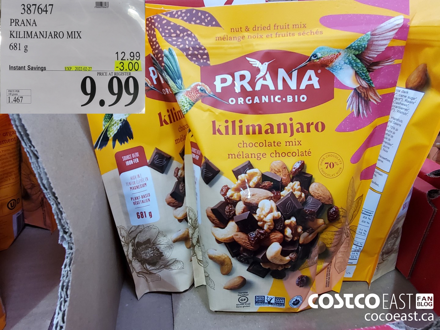 387647 PRANA KILIMANJARO MIX 681 g ($3.00 INSTANT SAVINGS EXPIRES ON 2022-02-27) $9.99