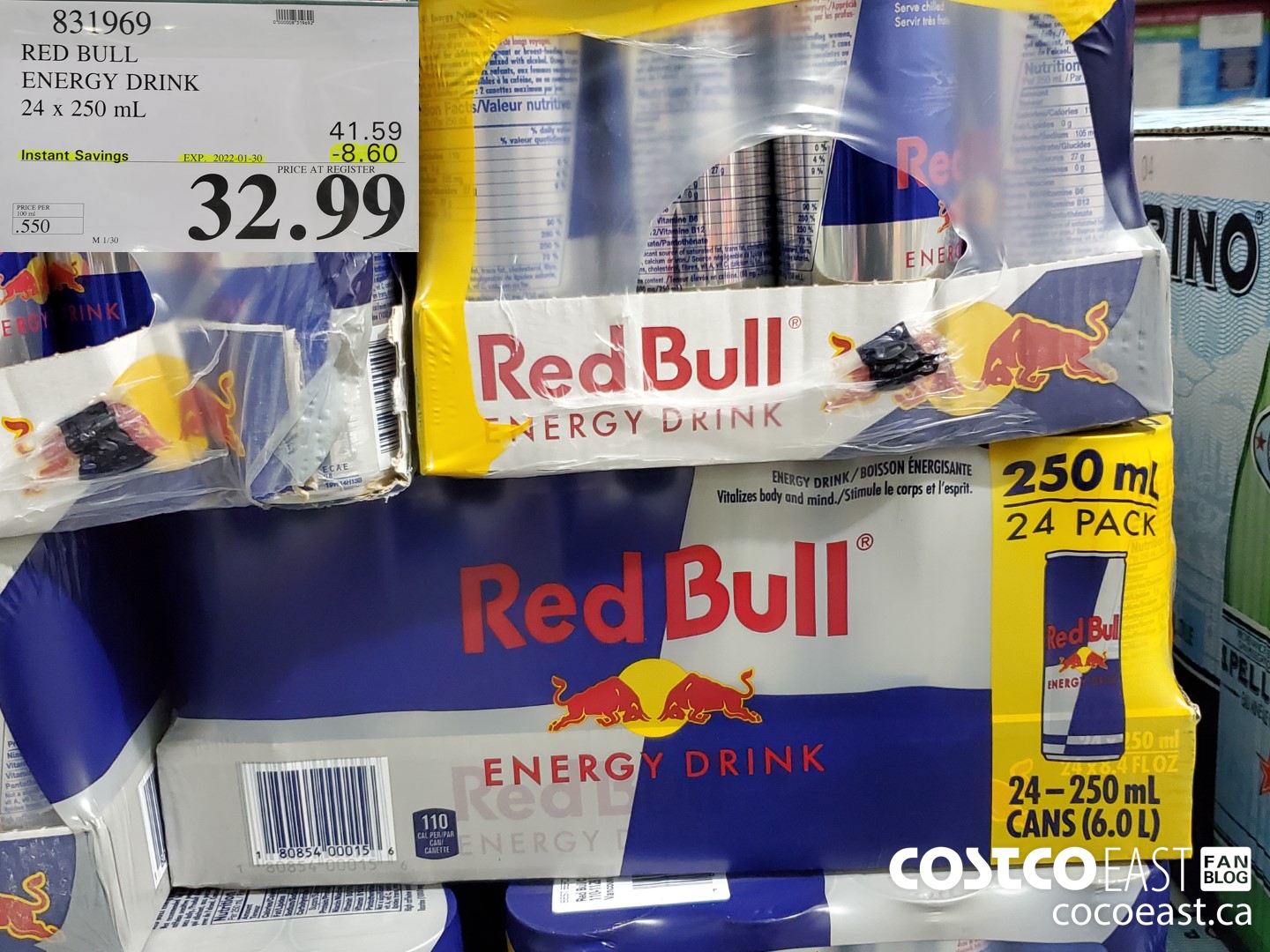 831969 RED BULL ENERGY DRINK 24 x 250 mL ($8.60 INSTANT SAVINGS EXPIRES ON 2022-01-30) $32.99