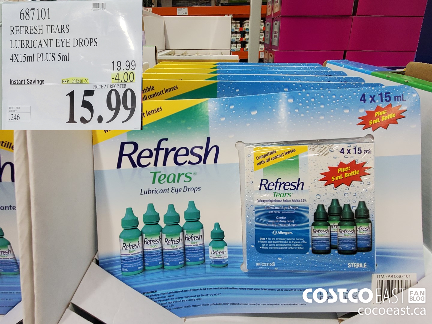 687101 REFRESH TEARS LUBRICANT EYE DROPS 4X15ml PLUS 5ml ($4.00 INSTANT SAVINGS EXPIRES ON 2022-01-30) $15.99