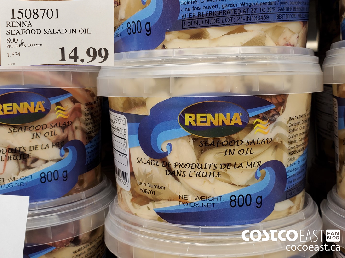 1508701 RENNA SEAFOOD SALAD IN OIL 800 G  $14.99