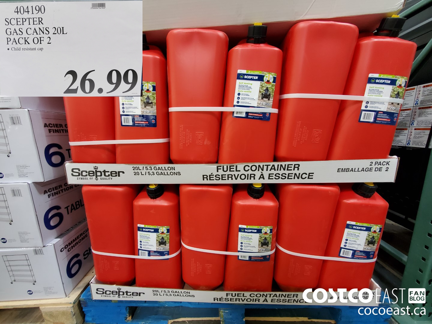 404190 SCEPTER GAS CANS 20L PACK OF 2 $26.99