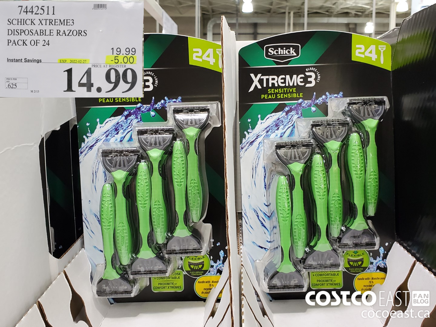 7442511 SCHICK XTREME3 RAZOR PACK OF 24 ($5.00 INSTANT SAVINGS EXPIRES ON 2022-02-27) $14.99