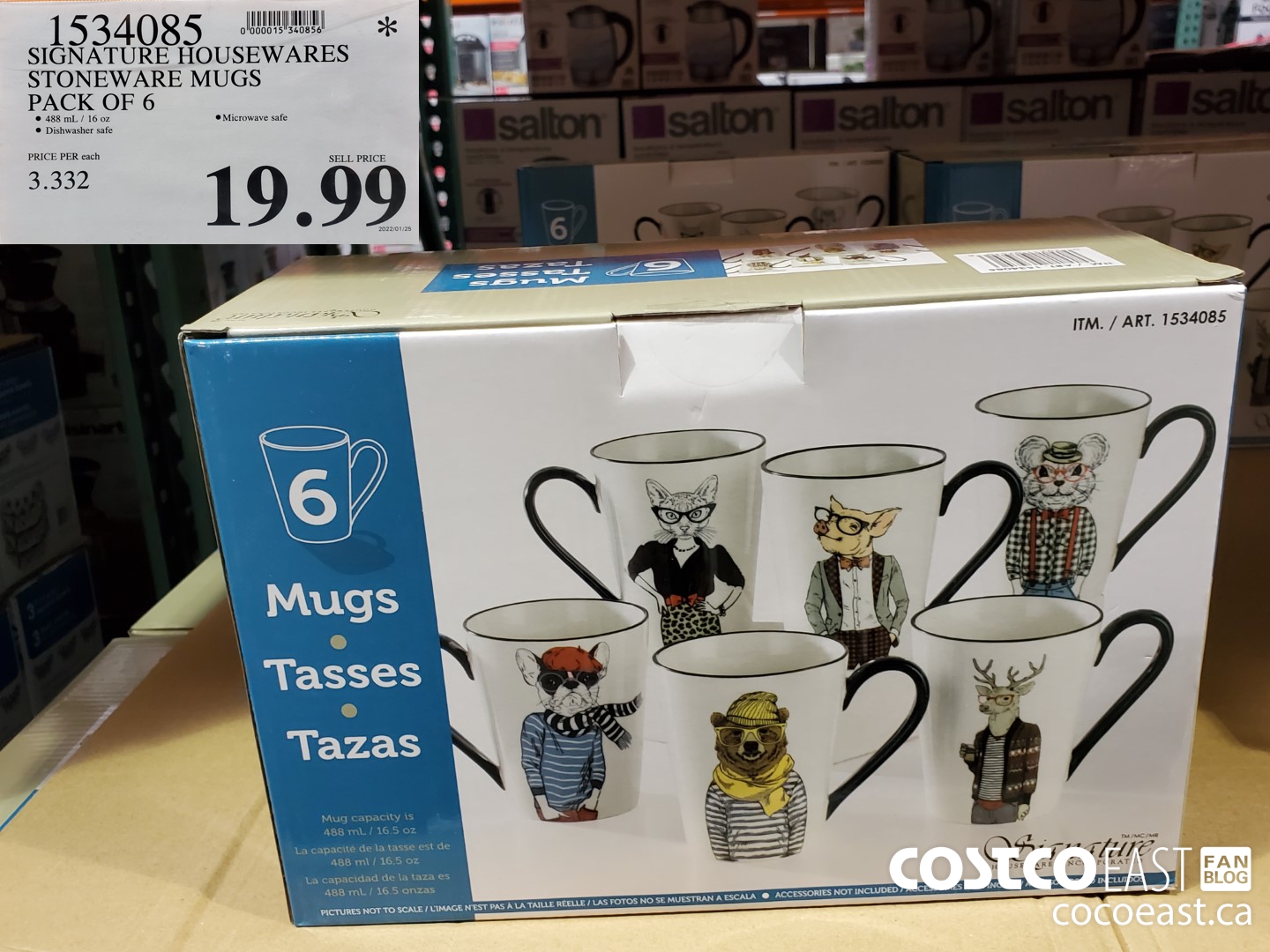 1534085 SIGNATURE HOUSEWARES STONEWARE MUGS PACK OF 6 $19.99