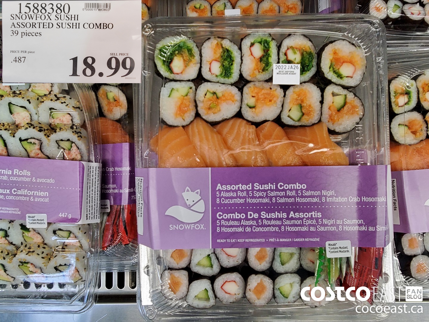 1588380 SNOWFOX SUSHI ASSORTED SUSHI COMBO 39 pieces $18.99