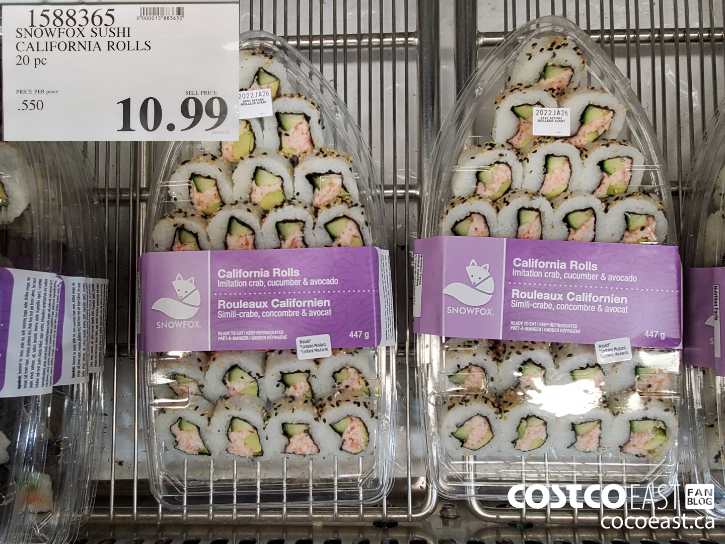 1588365 SNOWFOX SUSHI CALIFORNIA ROLLS 20 PC  $10.99