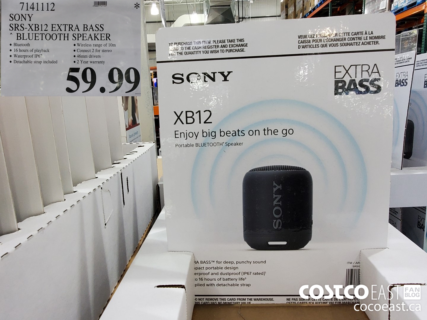 7141112 SONY SRS-XB12 EXTRA BASS * BLUETOOTH SPEAKER $59.99