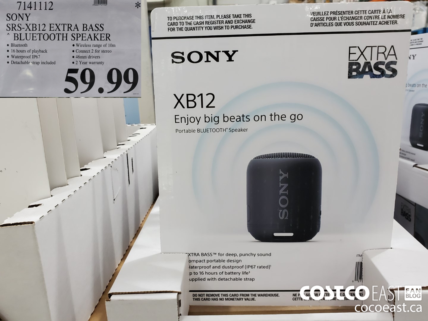7141112 SONY SRS-XB12 EXTRA BASS * BLUETOOTH SPEAKER $59.99