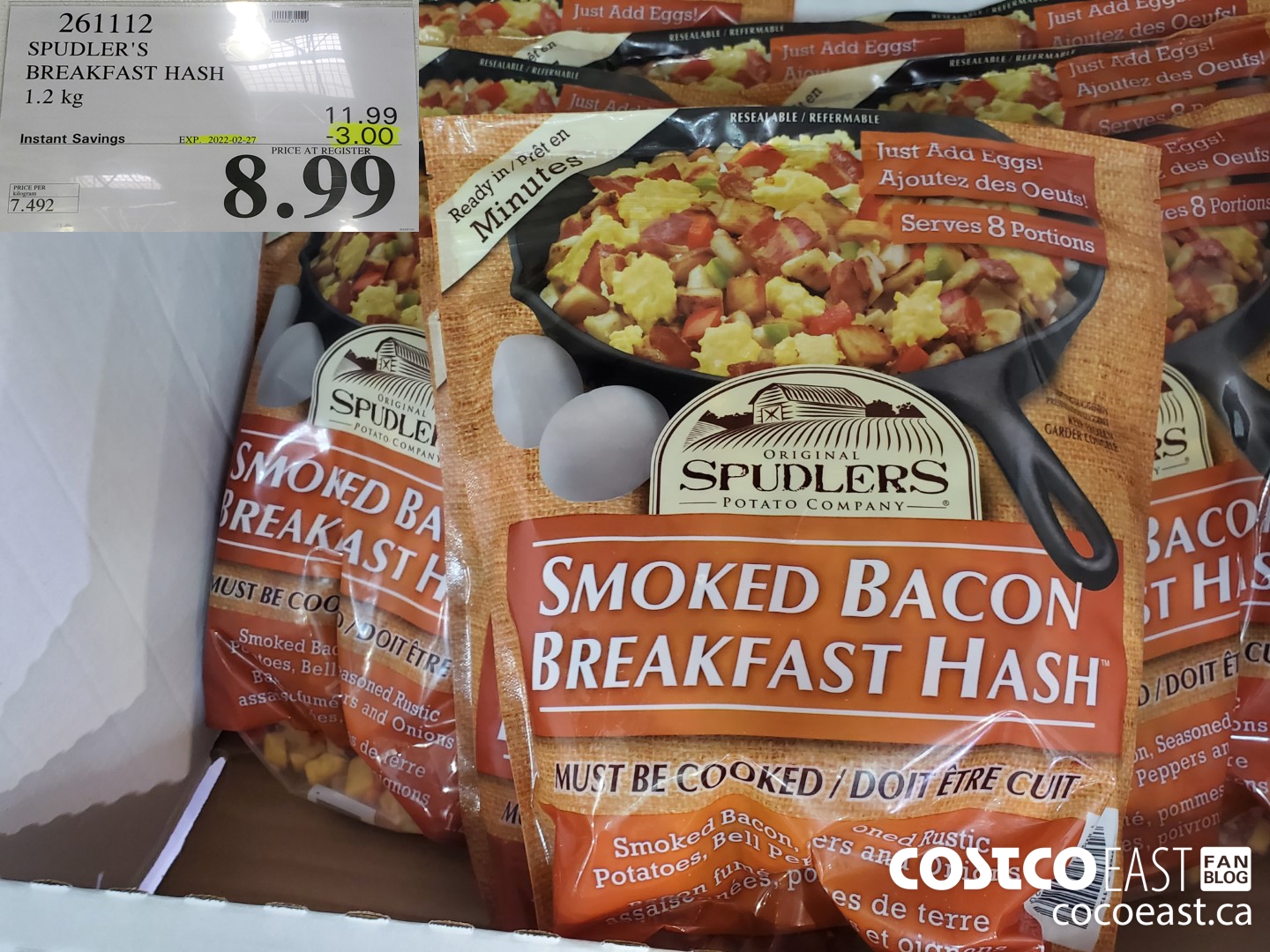 261112 SPUDLER'S BREAKFAST HASH 1.2 kg ($3.00 INSTANT SAVINGS EXPIRES ON 2022-02-27) $8.99