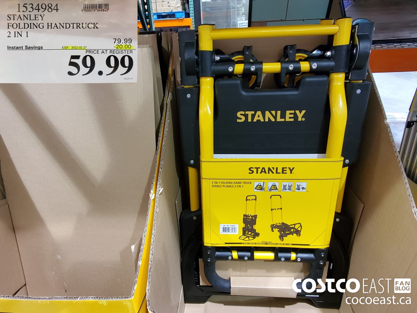 1534984 STANLEY FOLDING HANDTRUCK 2 IN 1 ($20.00 INSTANT SAVINGS EXPIRES ON 2022-02-27) $59.99