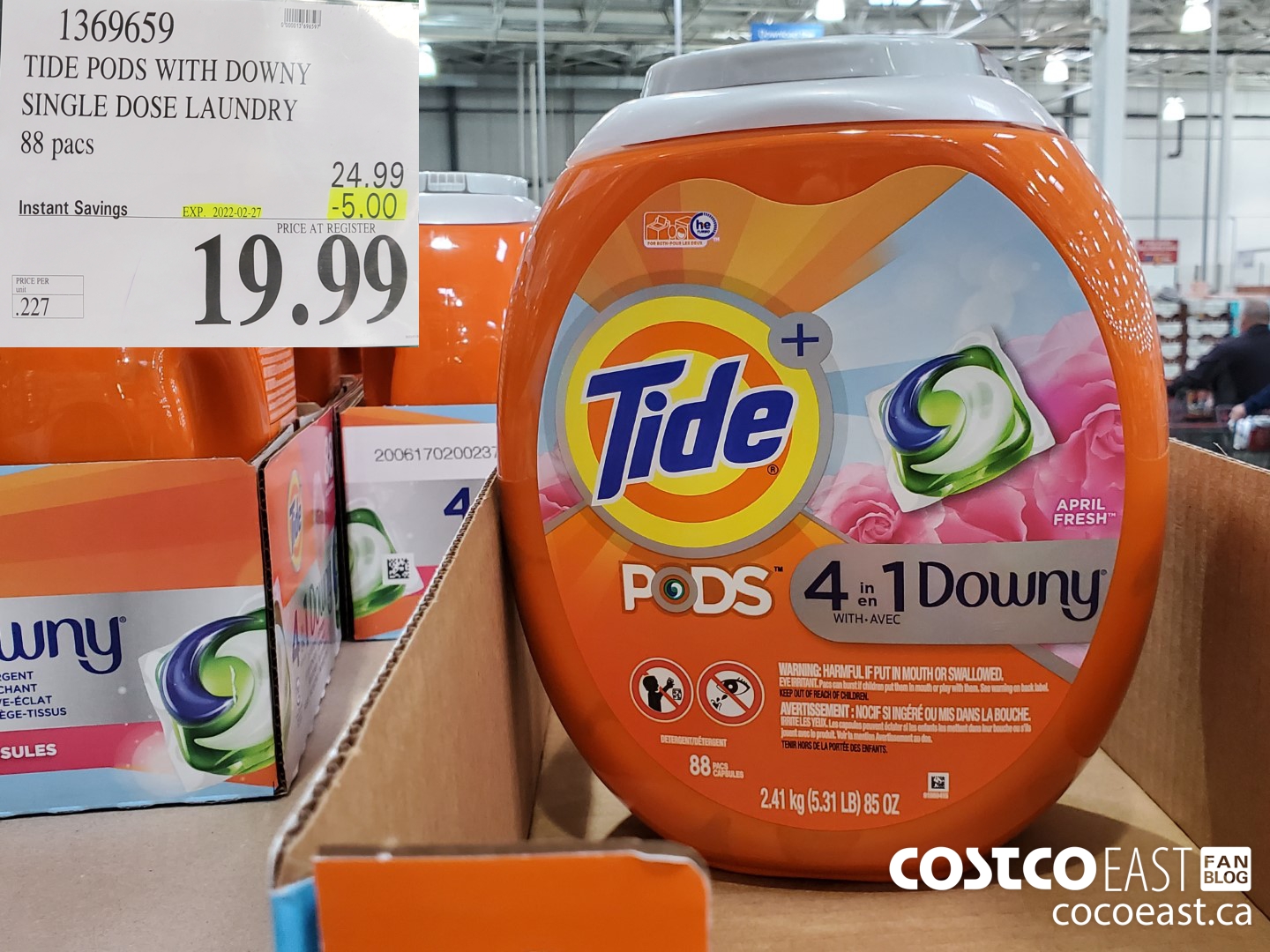 1369659 TIDE PODS WITH DOWNY SINGLE DOSE LAUNDRY 88 pacs ($5.00 INSTANT SAVINGS EXPIRES ON 2022-02-27) $19.99