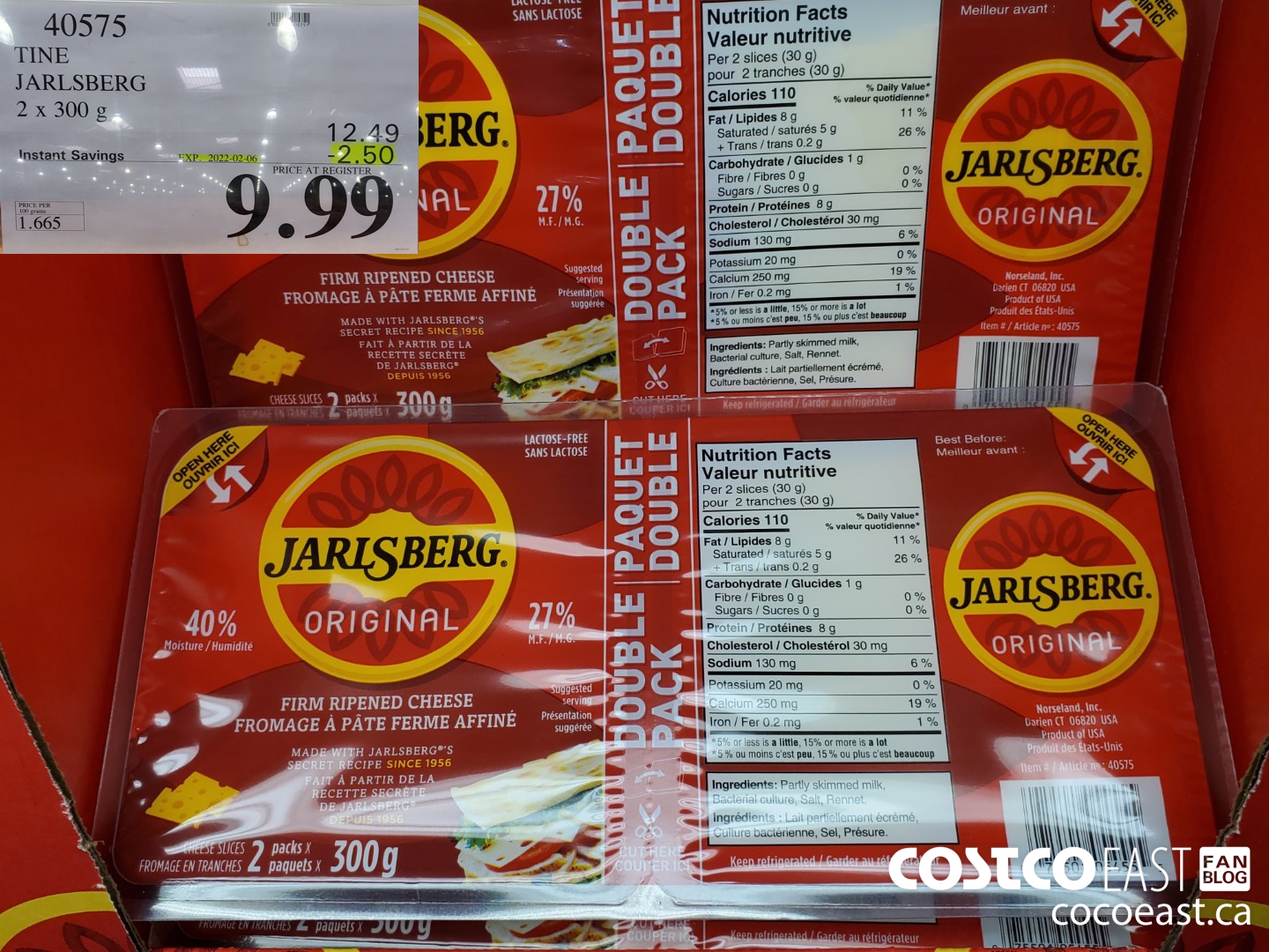 40575 TINE JARLSBERG 2 X 300 G ($2.50 INSTANT SAVINGS EXPIRES ON 2022-02-06) $9.99