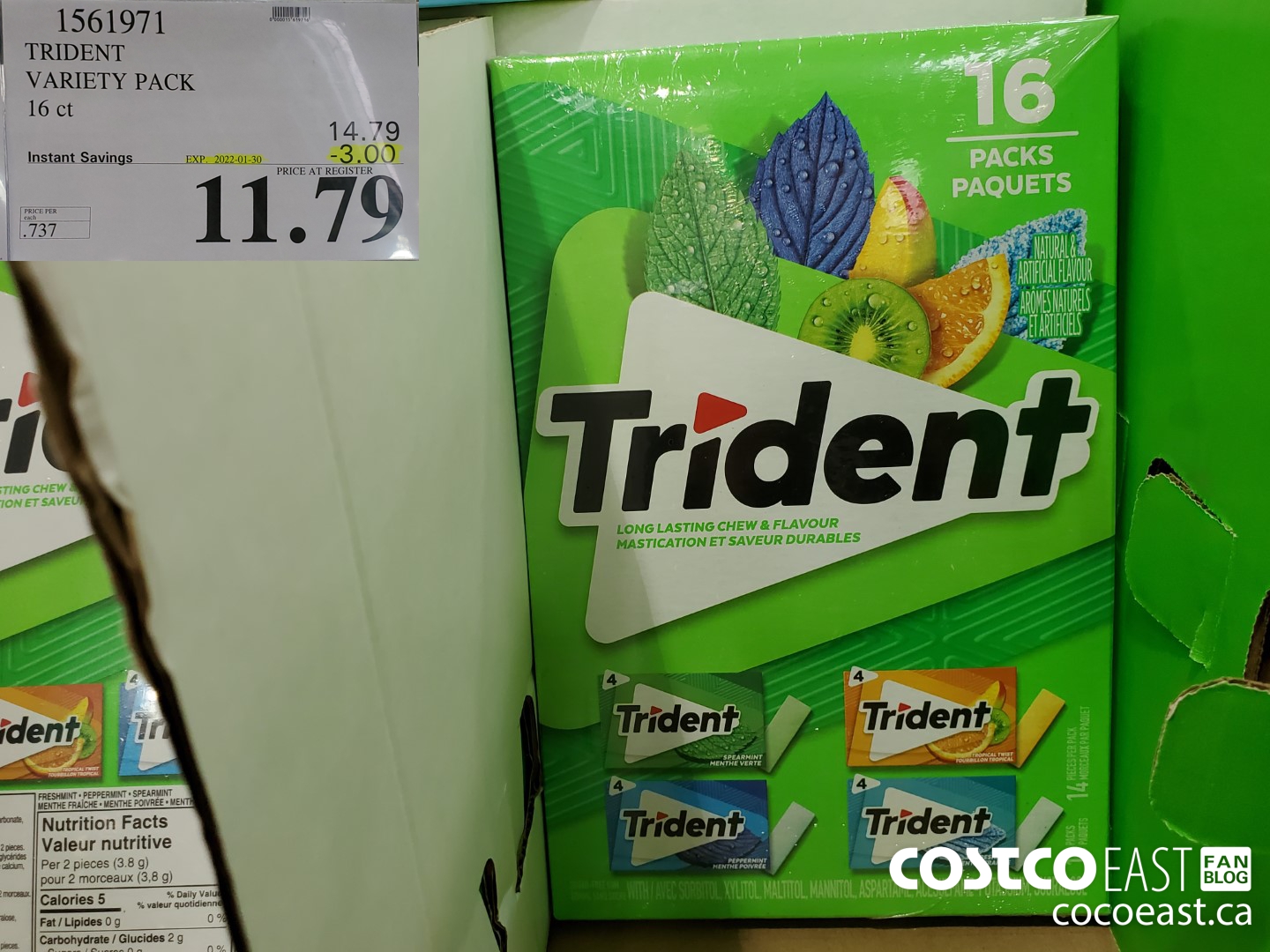 1561971 TRIDENT VARIETY PACK PACK OF 16  ($3.00 INSTANT SAVINGS EXPIRES ON 2022-01-30) $11.79