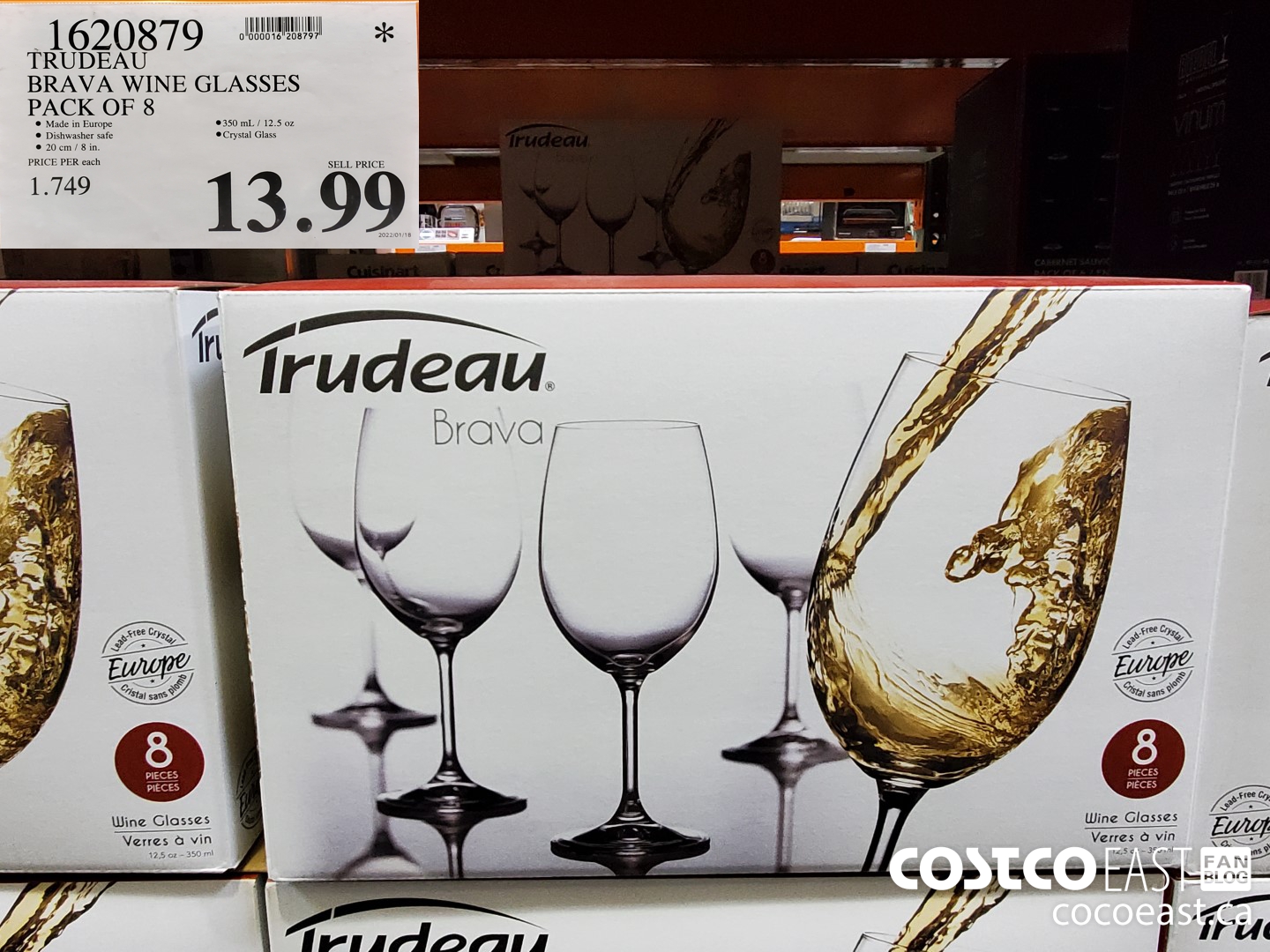 1620879 TRUDEAU BRAVA WINE GLASSES PACK OF 8 $13.99