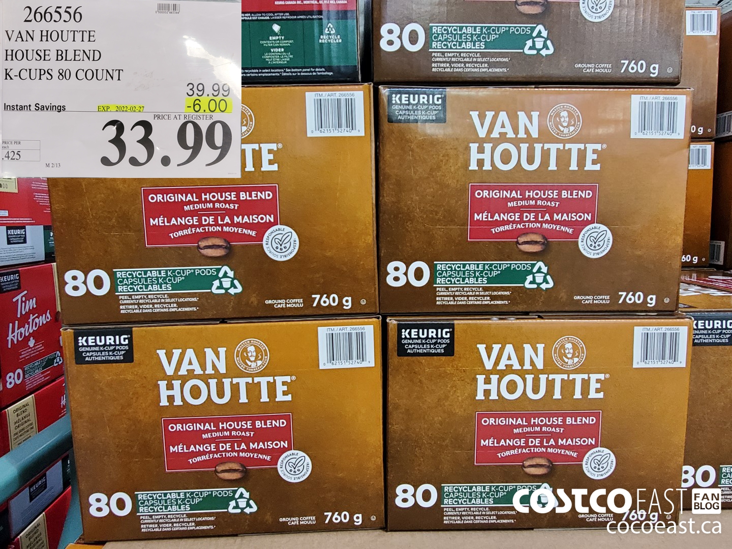 266556 VAN HOUTTE HOUSE BLEND K-CUPS 80 COUNT ($6.00 INSTANT SAVINGS EXPIRES ON 2022-02-27) $33.99