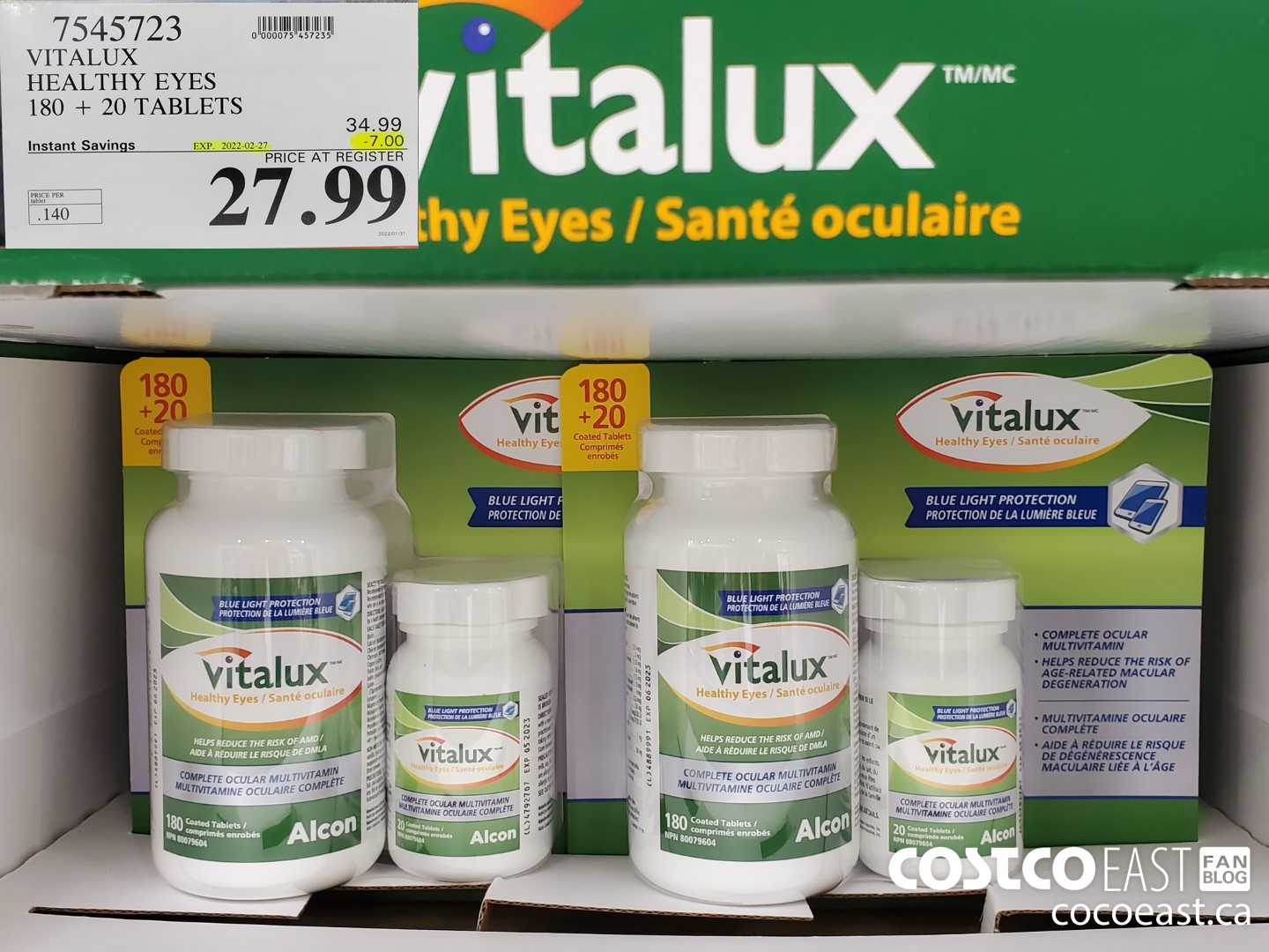 7545723 VITALUX HEALTHY EYES 180 + 20 TABLETS ($7.00 INSTANT SAVINGS EXPIRES ON 2022-02-27) $27.99