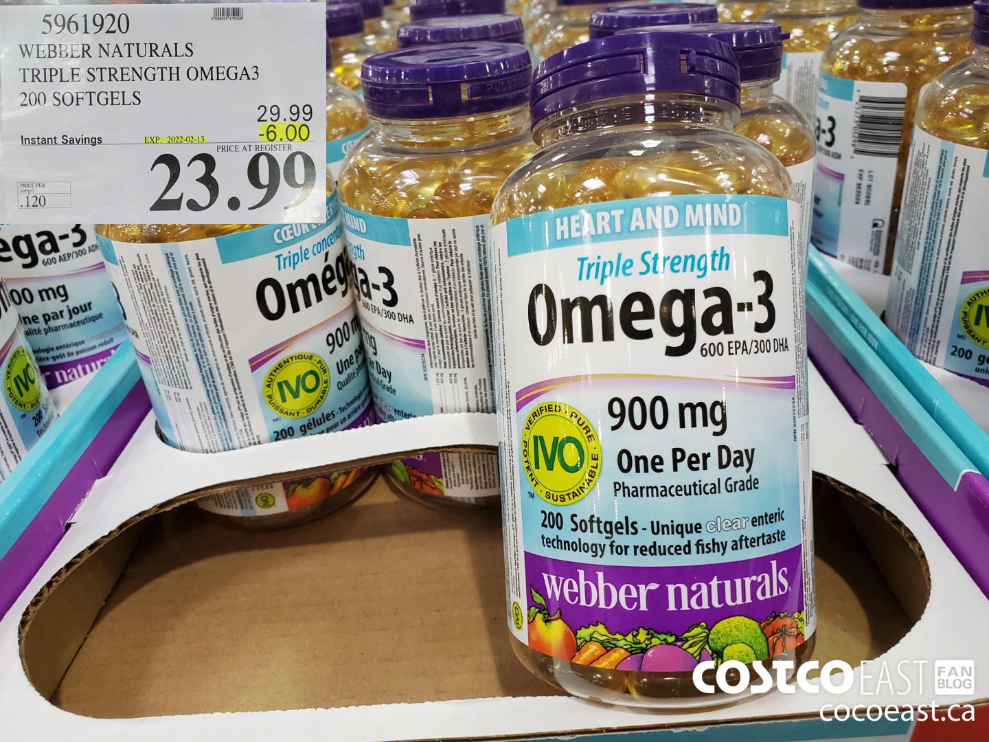 5961920 WEBBER NATURALS TRIPLE STRENGTH OMEGA 200 SOFTGELS ($6.00 INSTANT SAVINGS EXPIRES ON 2022-02-13) $23.99