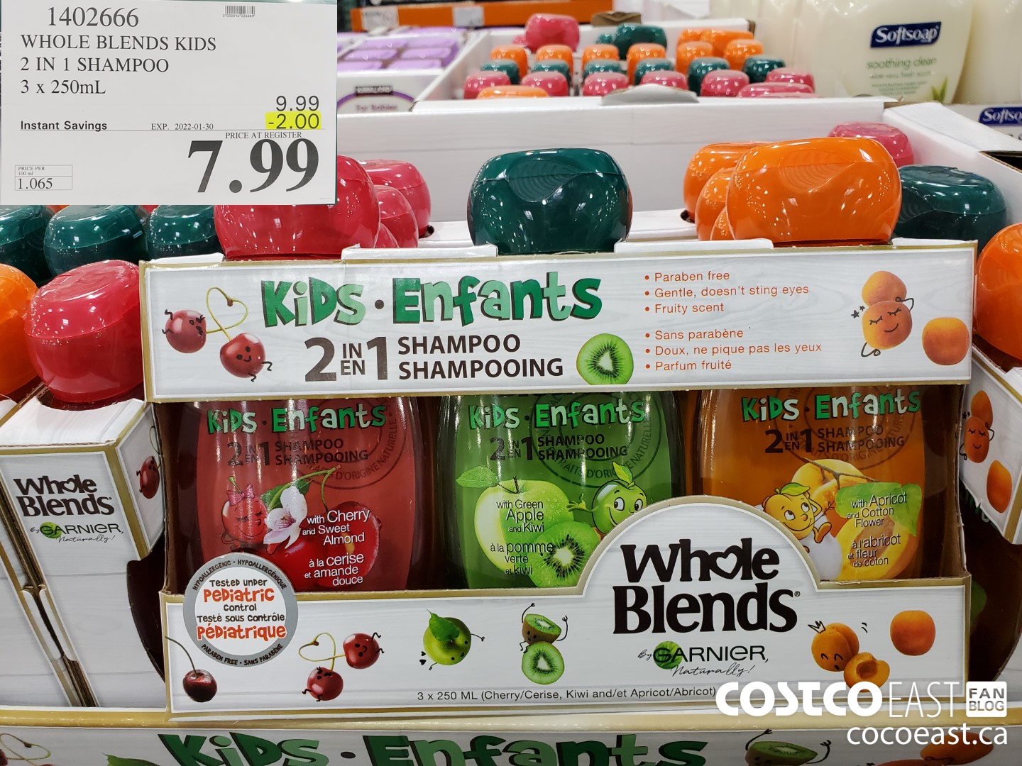1402666 WHOLE BLENDS KIDS 2 IN 1 SHAMPOO 3 X 250ML ($2.00 INSTANT SAVINGS EXPIRES ON 2022-01-30) $7.99