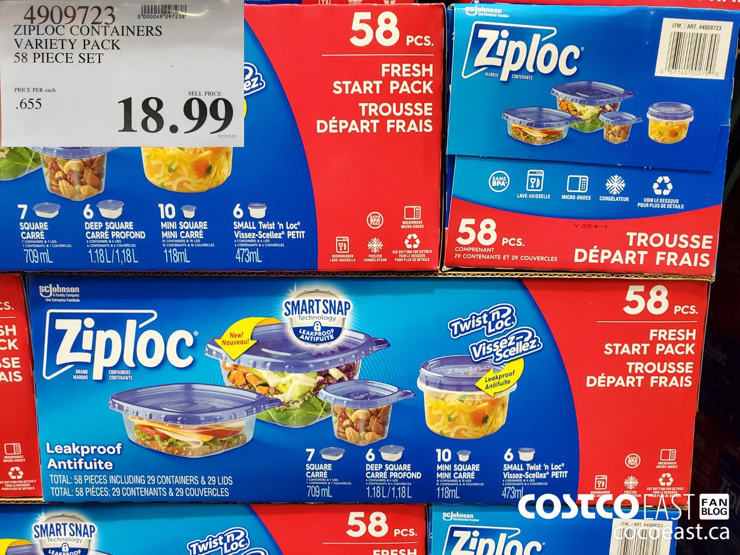 4909723 ZIPLOC CONTAINERS VARIETY PACK 58 PIECE SET $18.99