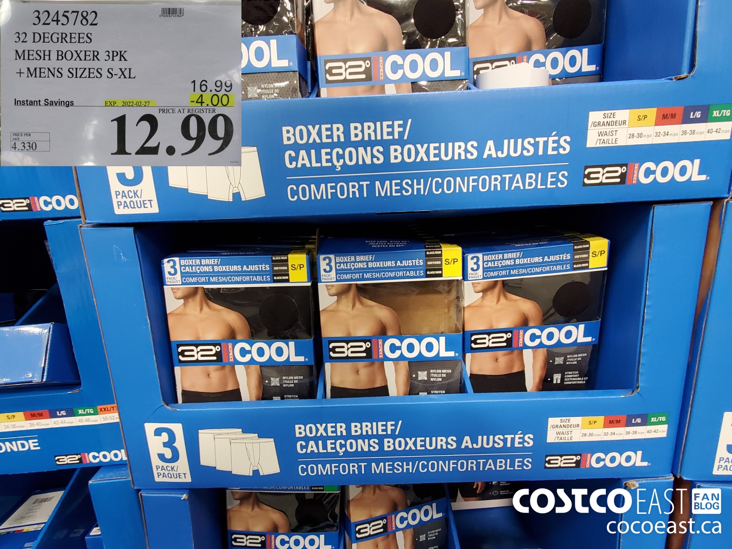 3245789 32 DEGREES MESH BOXER 3PK + MENS SIZES S-XL ($4.00 INSTANT SAVINGS EXPIRES ON 2022-02-27) $12.99