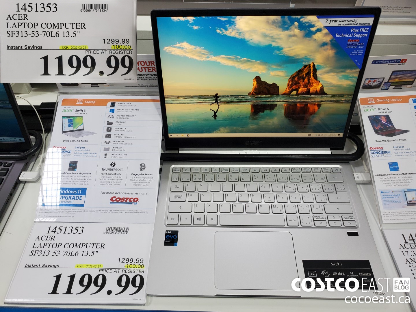 1451353 ACER LAPTOP COMPUTER SF313-53-70L6 13.5