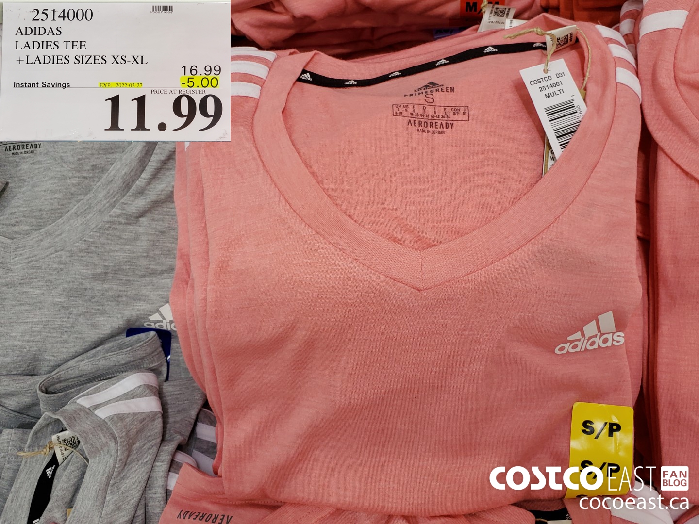 2514000 ADIDAS LADIES TEE +LADIES SIZES XS-XL ($5.00 INSTANT SAVINGS EXPIRES ON 2022-02-27) $11.99