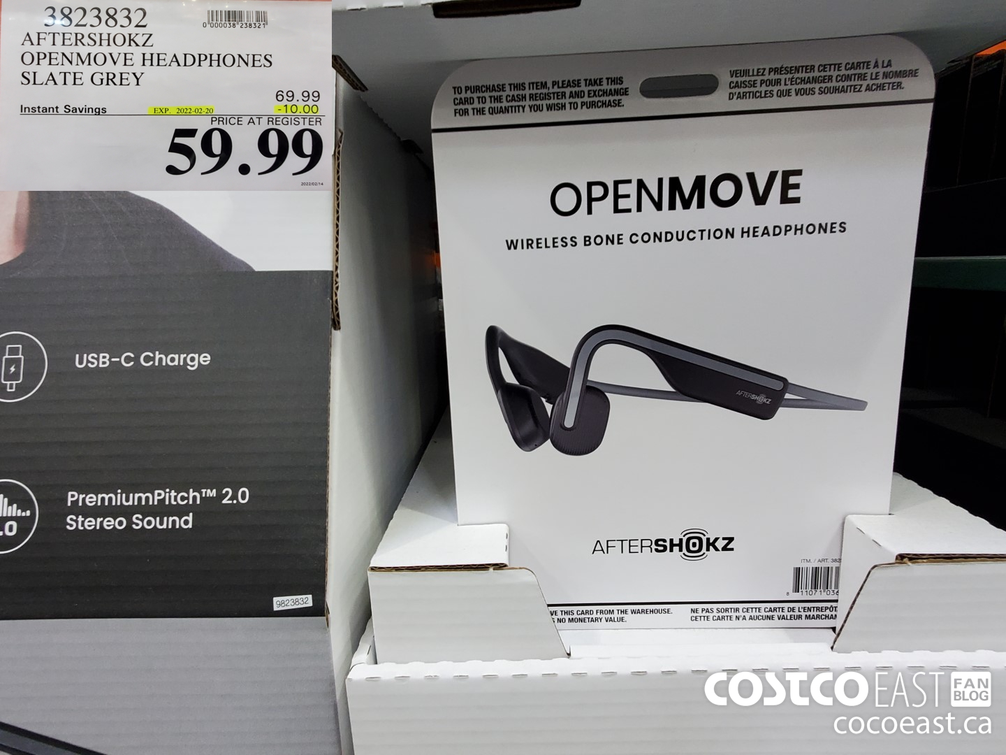 3823832 AFTERSHOKZ OPENMOVE HEADPHONES SLATE GREY ($10.00 INSTANT SAVINGS EXPIRES ON 2022-02-20) $59.99