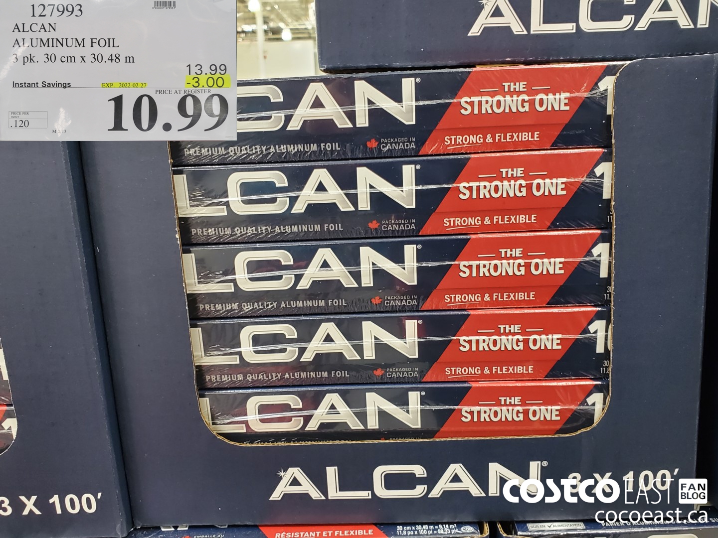 127993 ALCAN ALUMINUM FOIL 3 PK. 30.5 CM X 30.48 M ($3.00 INSTANT SAVINGS EXPIRES ON 2022-02-27) $10.99