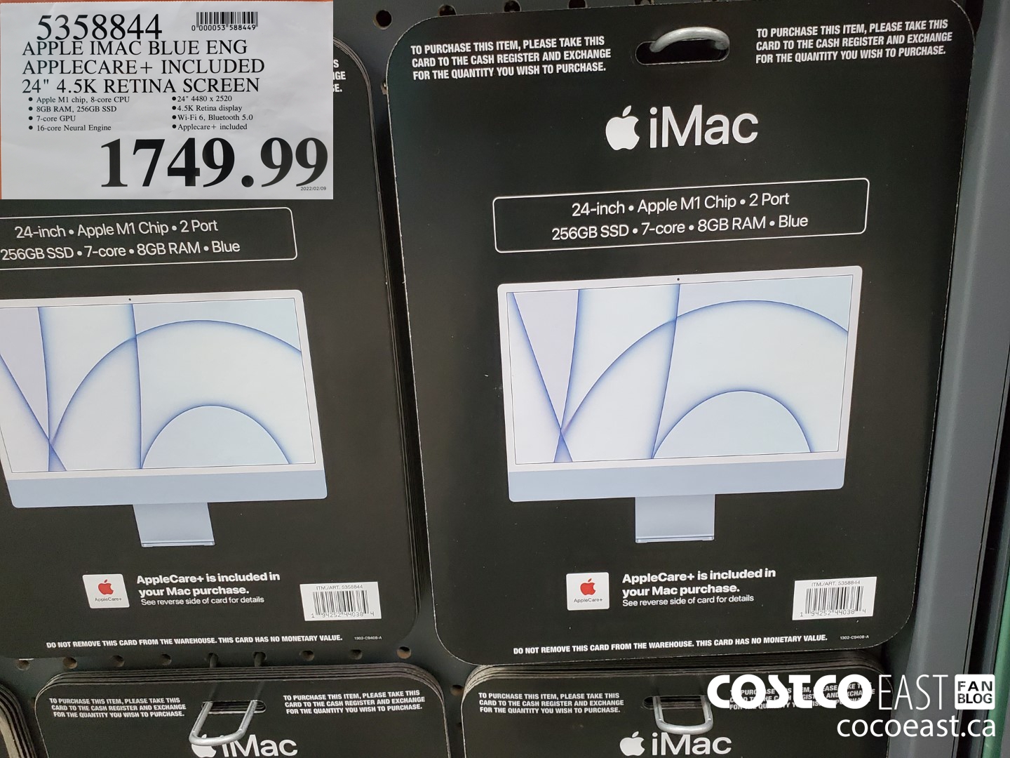 5358844 APPLE IMAC BLUE ENG APPLECARE+ INCLUDED 24 4.5K RETINA SCREEN $1749.99