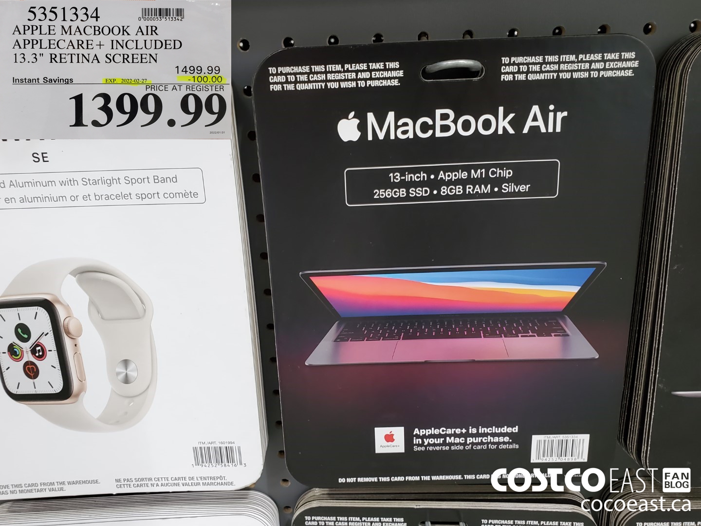 5351334 APPLE MACBOOK AIR APPLECARE+ INCLUDED 13.3 RETINA SCREEN ($100.00 INSTANT SAVINGS EXPIRES ON 2022-02-27) $1399.99